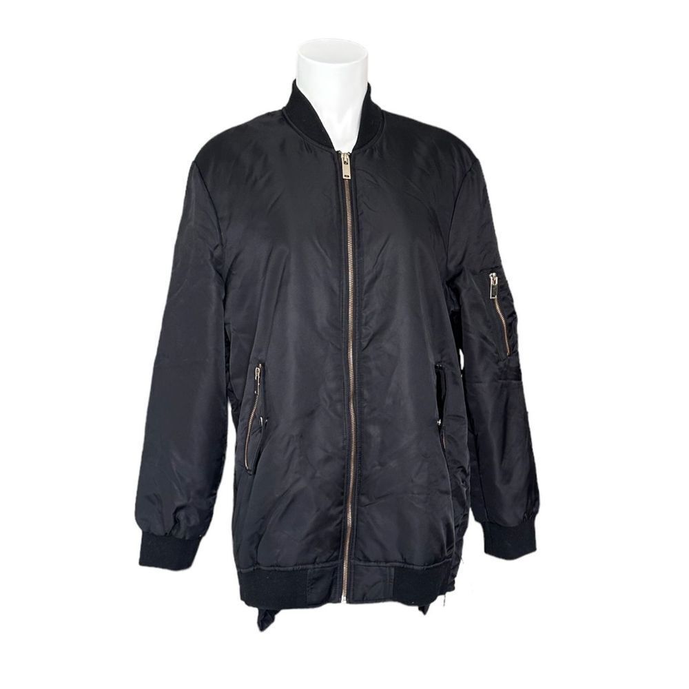 Zara Basic Outerwear Women’s Black Full Zip Bomber Jacket Size Small